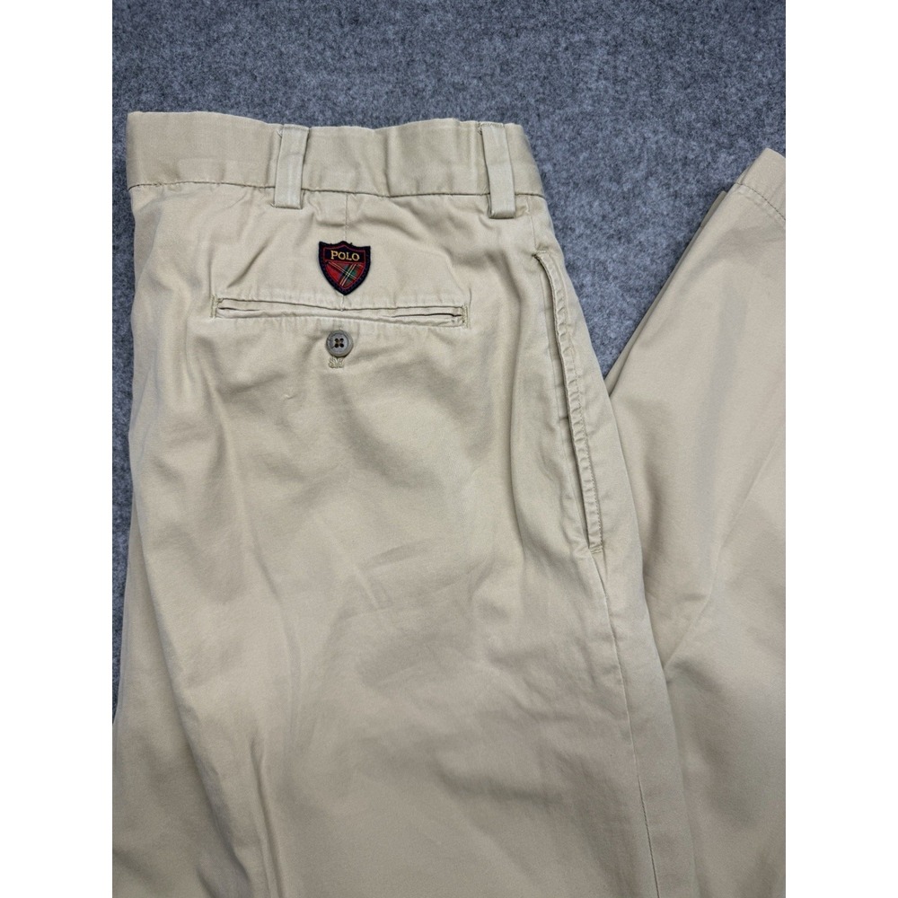 Polo Golf Ralph Lauren Fairway Pant 36/32 Khaki Pleated 100% Cotton Chino Solid